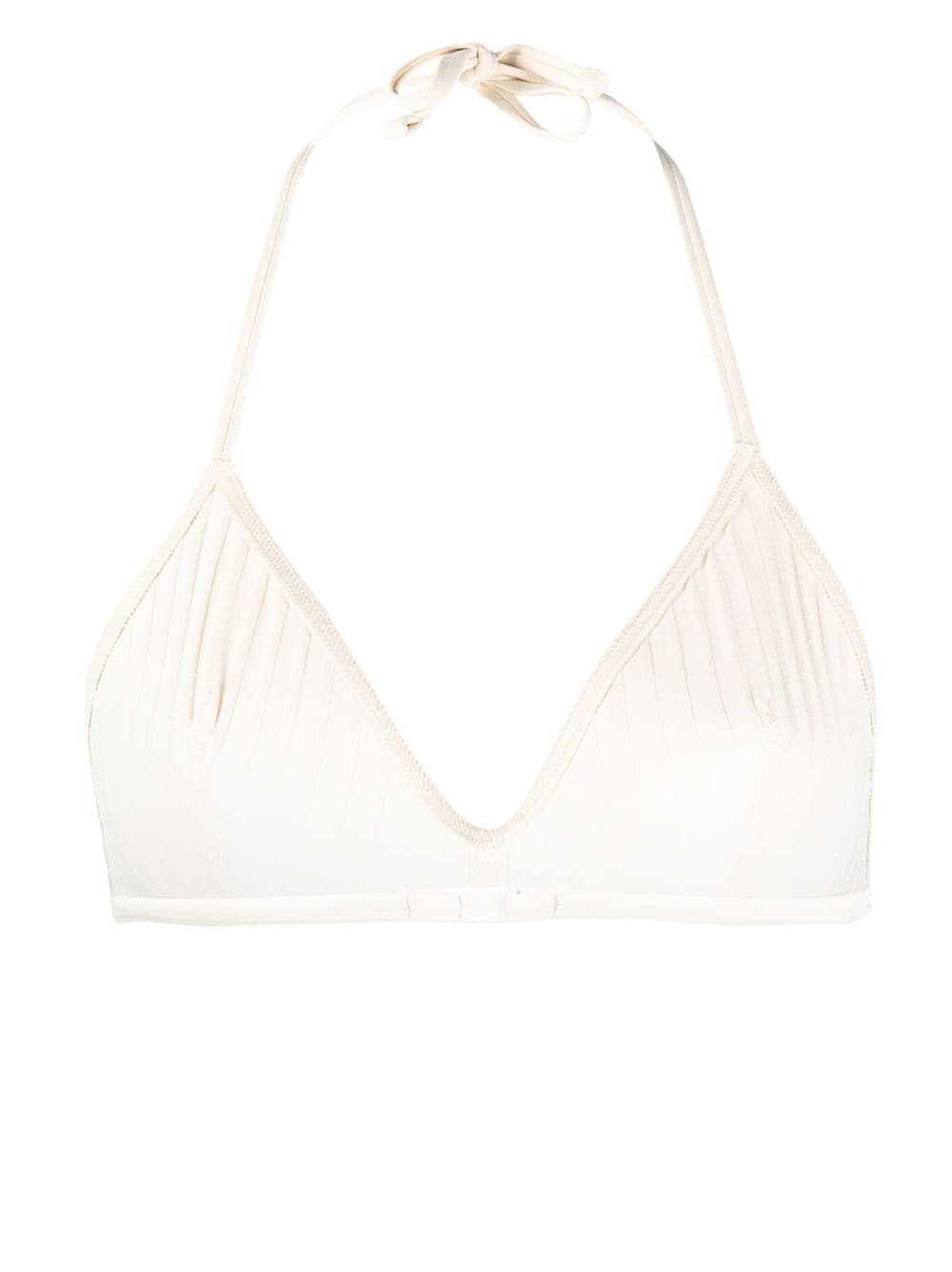 Shop Eres Ribbed Triangle Bikini Top In White
