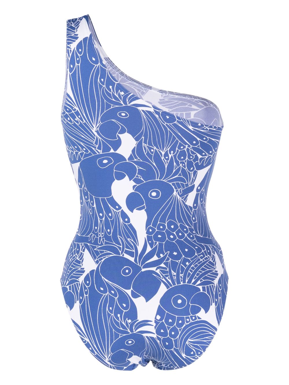Shop Eres Manolo Bird-print One-shoulder Swimsuit In Blue