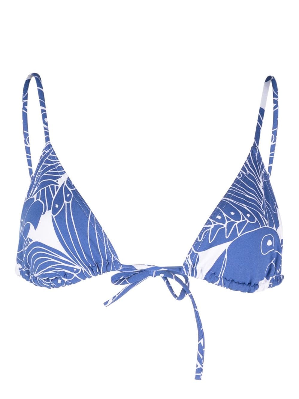 Shop Eres Carlos Bird-print Bikini Top In Blue