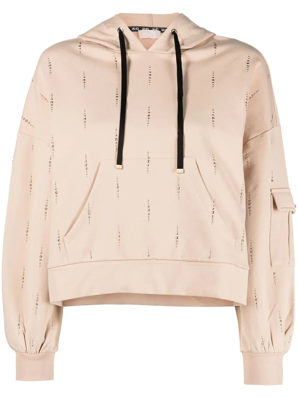 

LIU JO stud-embellished drawstring hoodie - Neutrals