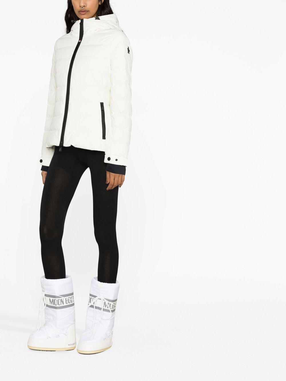 Shop Moncler Chessel Short Down Jacket In White