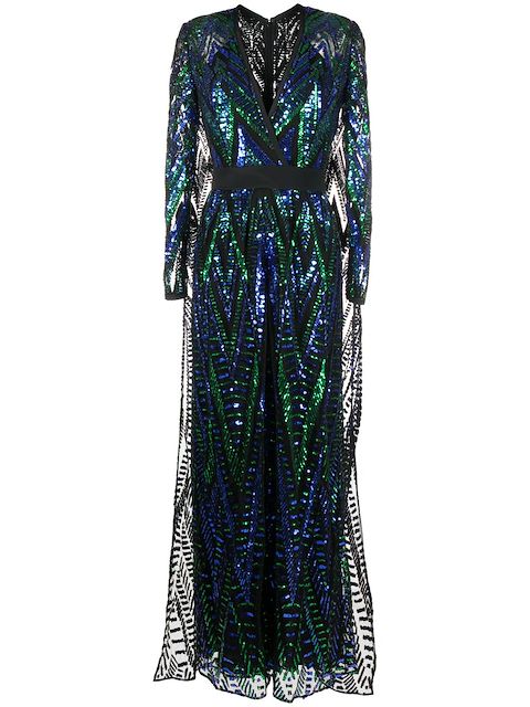 Elie Saab sequin-embellished cape jumpsuit