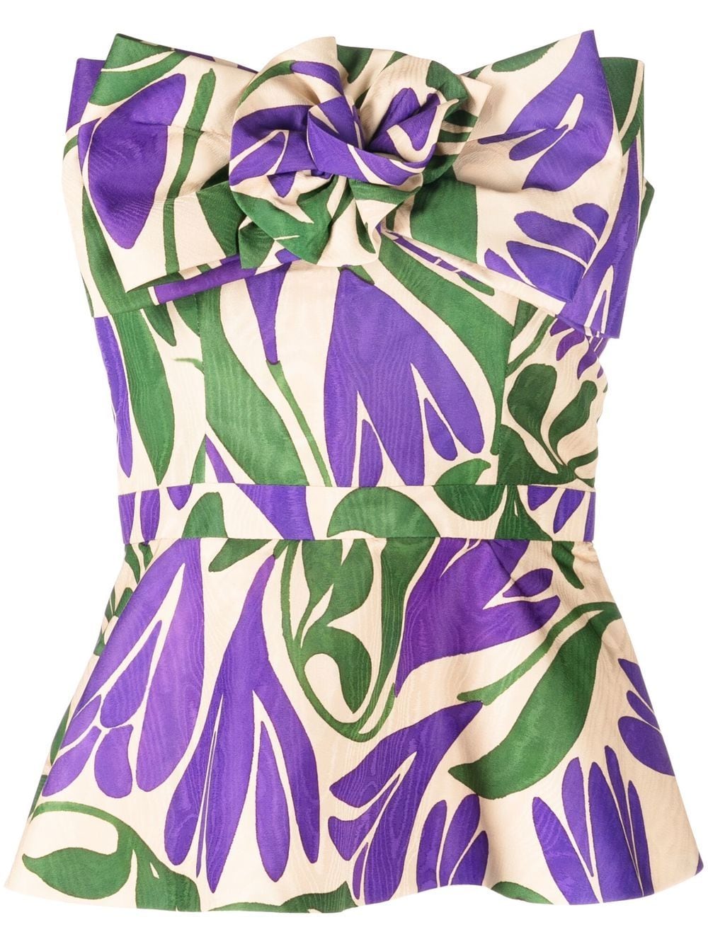 Image 1 of Bambah floral-print bow-detail peplum top