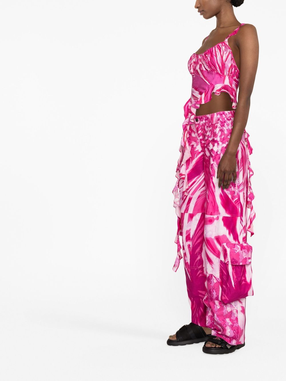 Shop Collina Strada Graphic-print Cargo-pocket Trousers In Rosa