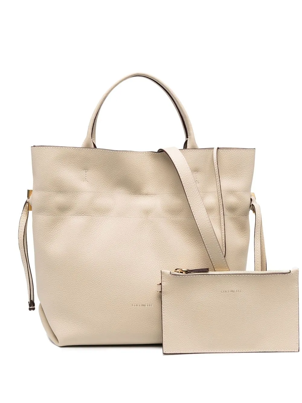 

Coccinelle drawstring leather tote bag - Neutrals