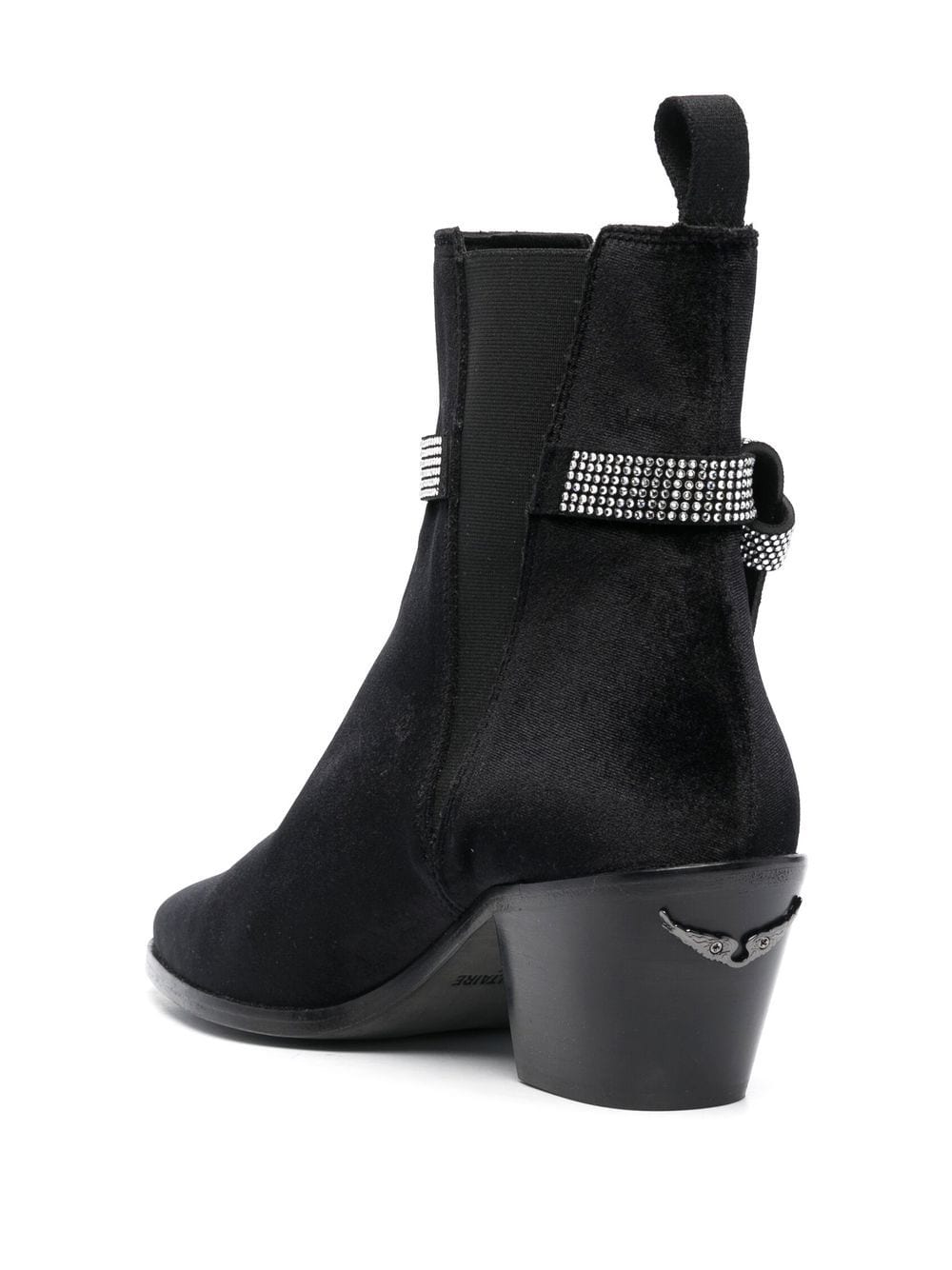 Shop Zadig & Voltaire Crystal-embellished 70mm Velvet Boots In Black