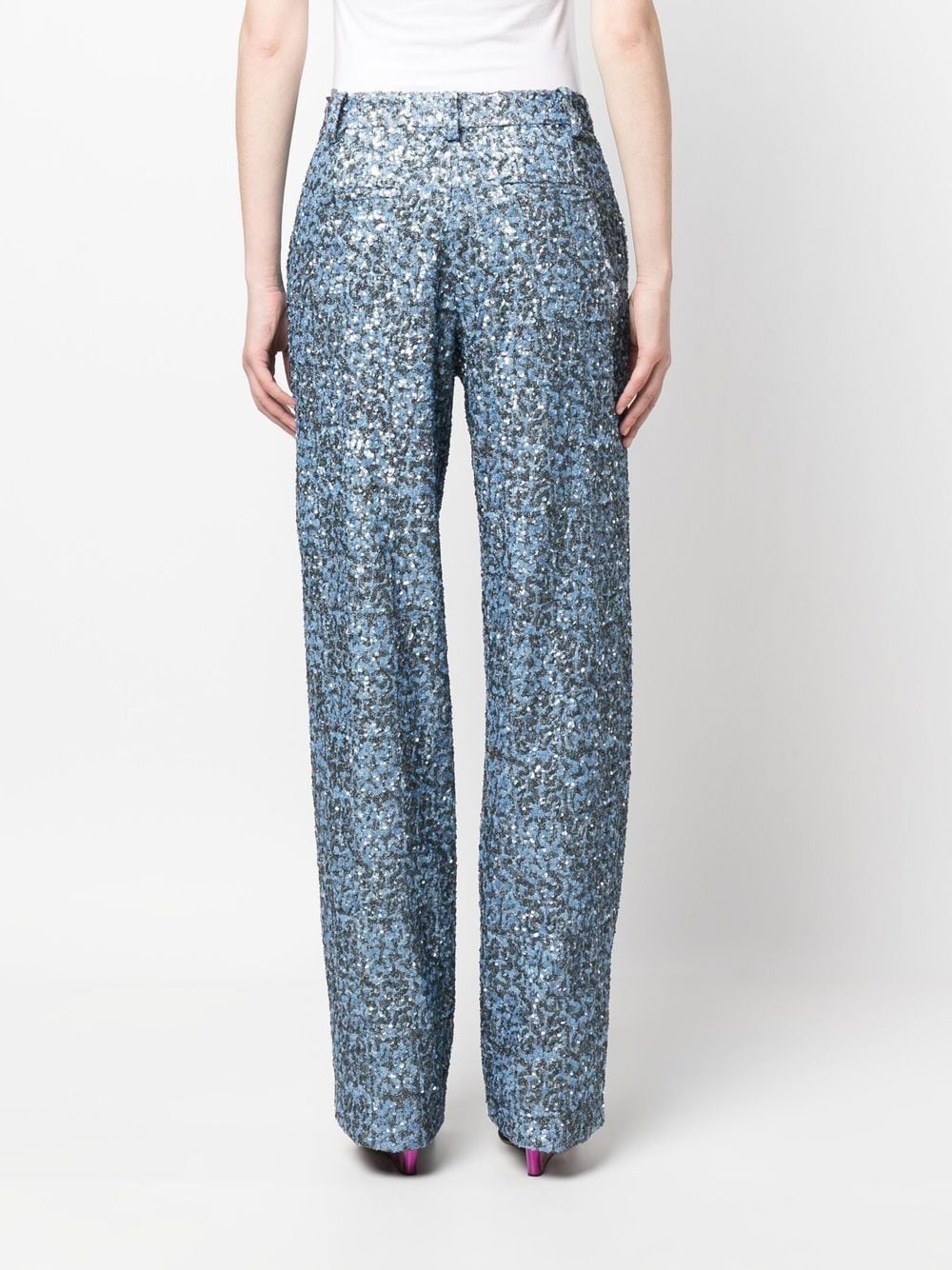 Shop Zadig & Voltaire Sequin-embellished Straight-leg Trousers In Blau