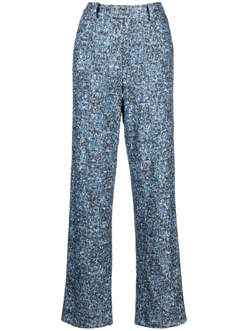 Zadig & Voltaire Sequin-embellished Straight-leg Trousers In Blau