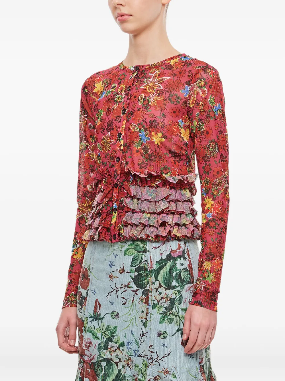 Molly Goddard ruffled cardigan Rood