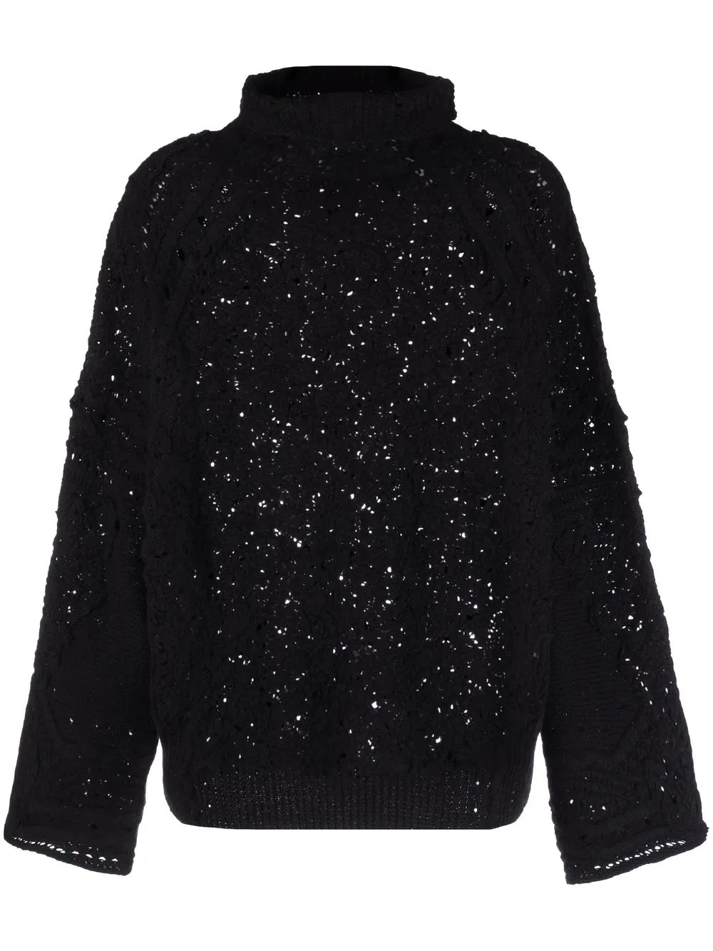 

Ermanno Scervino roll-neck macramé jumper - Black