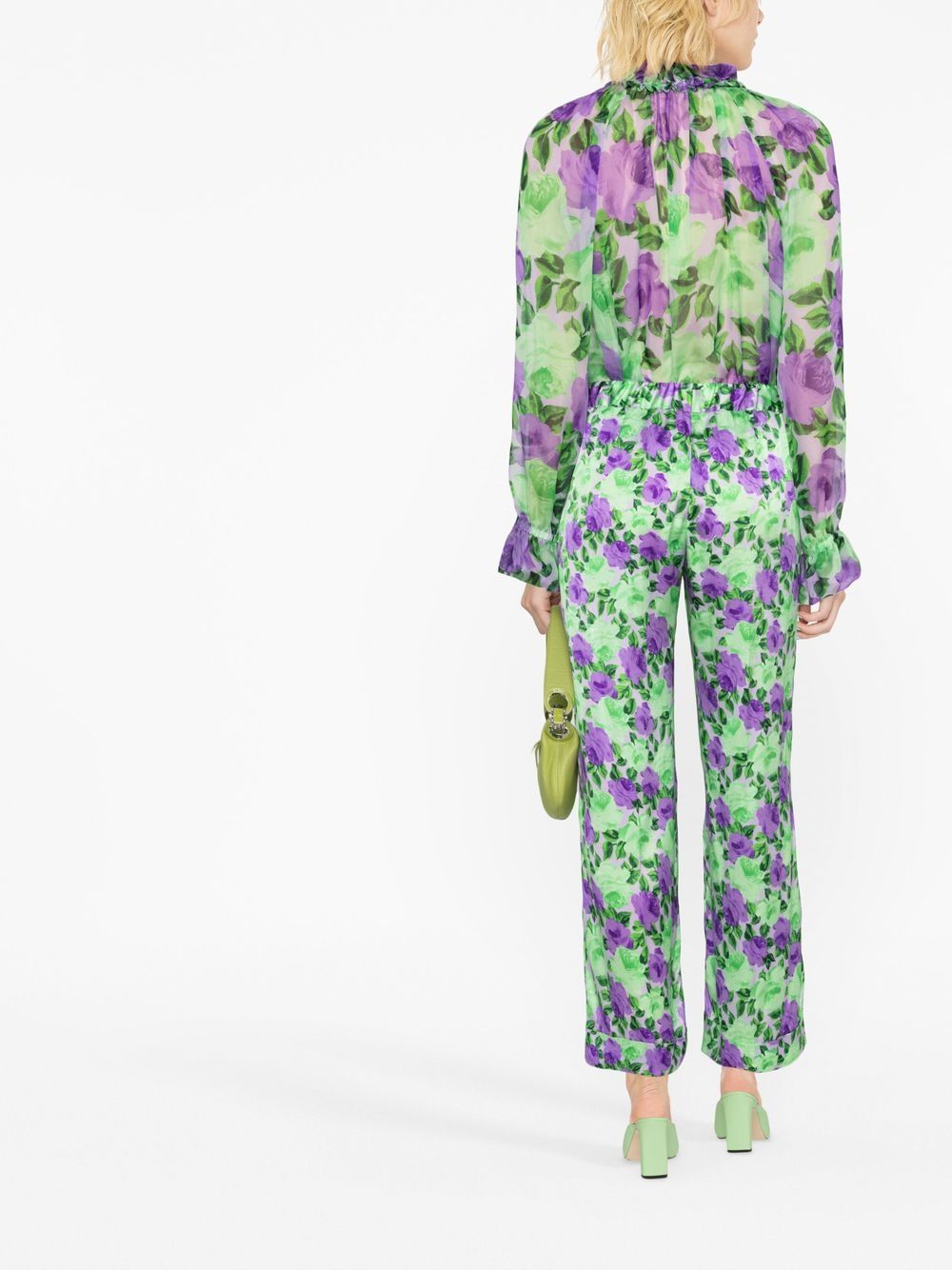 Shop P.a.r.o.s.h Pantalone Floral Print Trousers In Purple