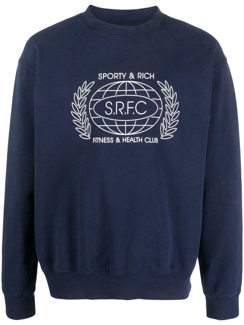 Shop Sporty And Rich Srfc-print Cotton Sweatshirt In Blue