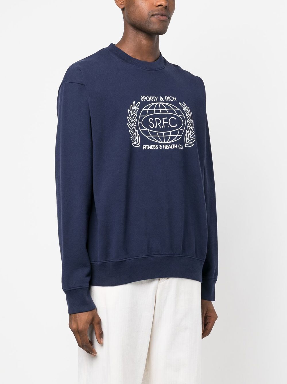 Shop Sporty And Rich Srfc-print Cotton Sweatshirt In Blue