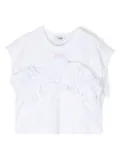 MSGM Kids ruffled-detail cotton T-shirt - White