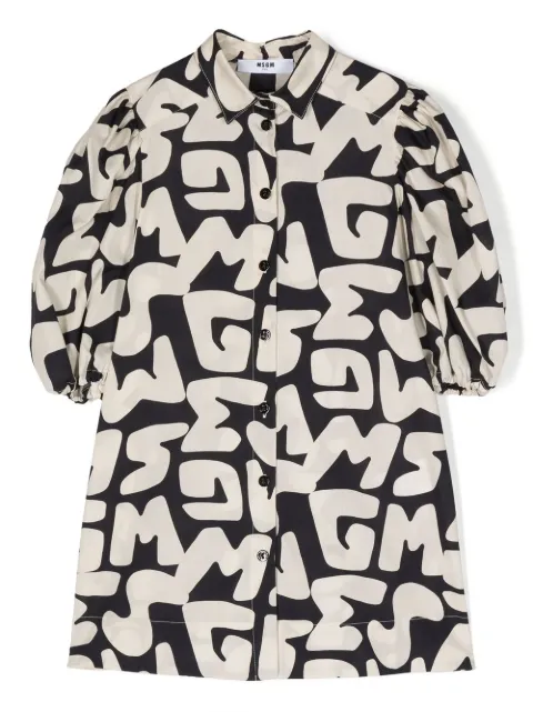 MSGM Kids robe à motif monogrammé