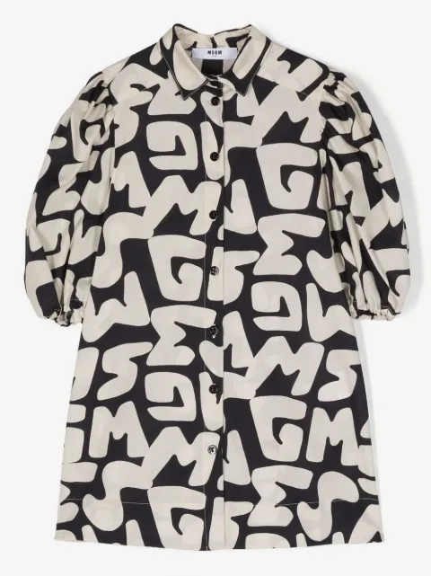 MSGM Kids all-over logo lettering dress
