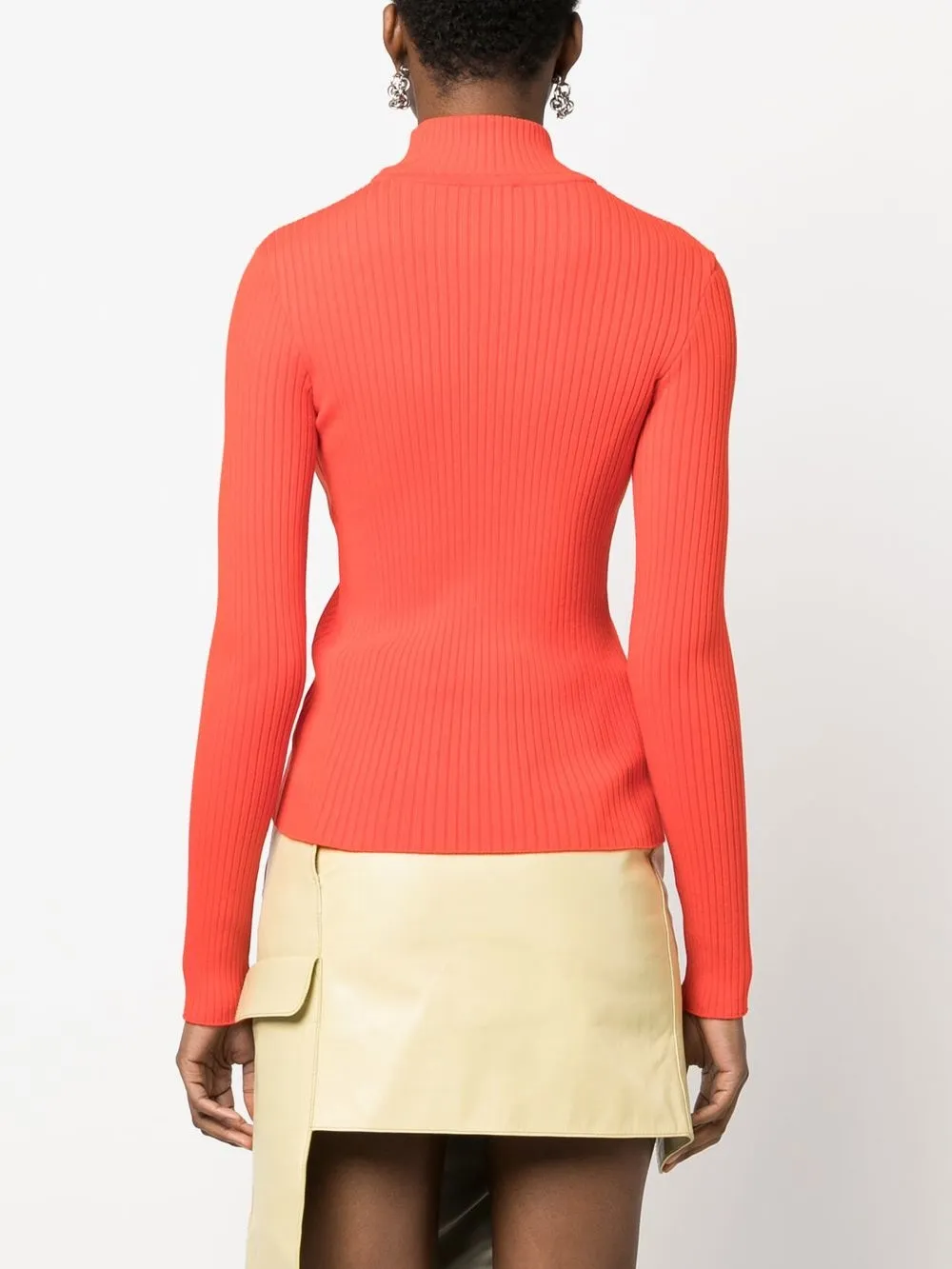 Courrèges Logo-patch Roll Neck Jumper In 橘色