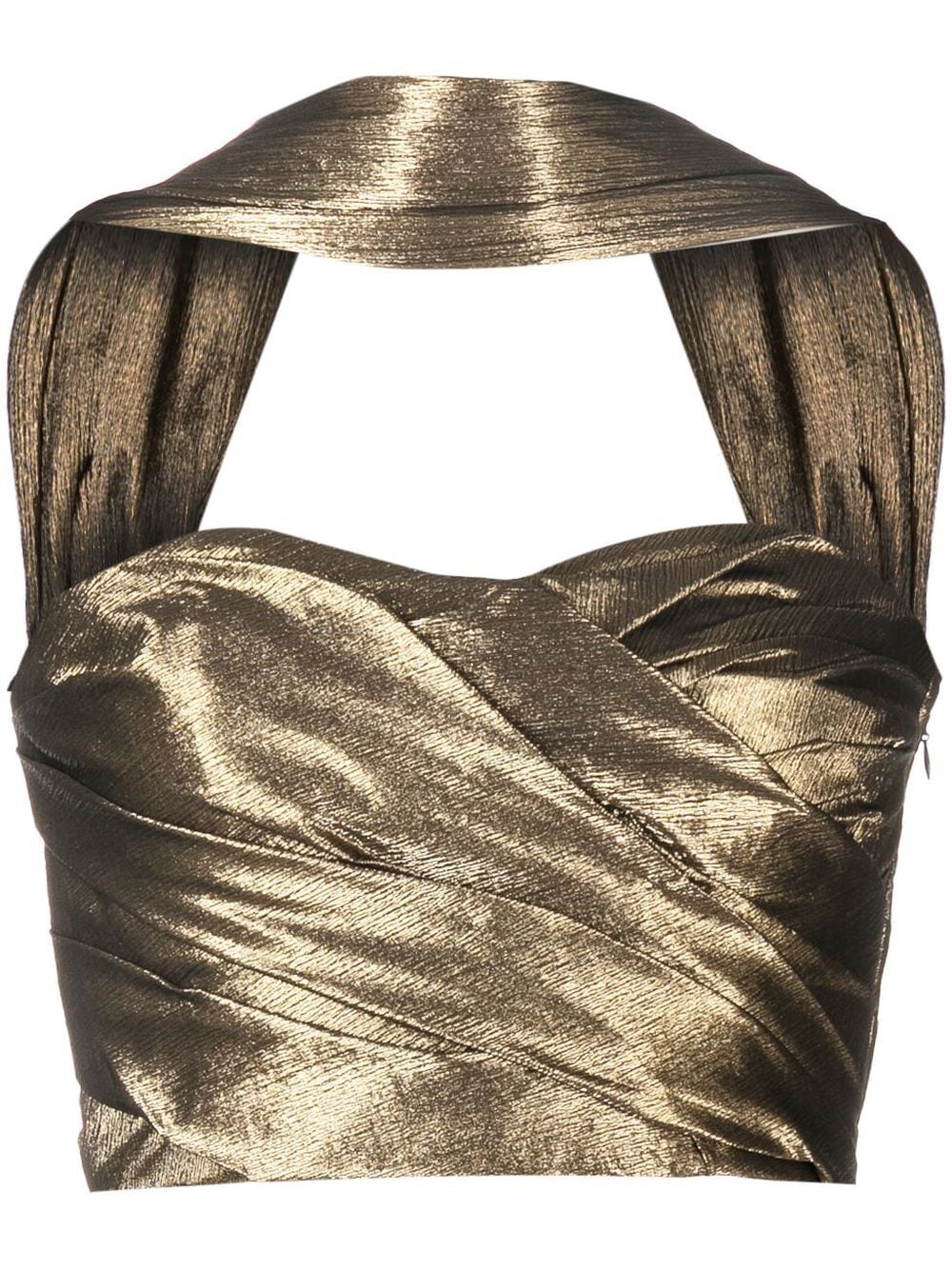 

Bambah metallic-effect draped bustier top - Gold