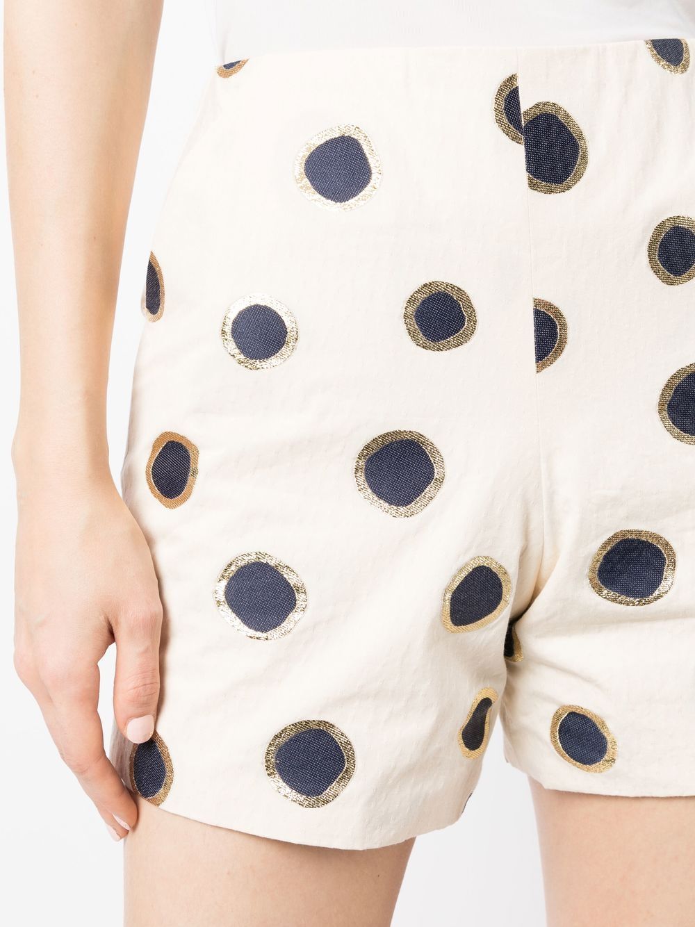 Shop Bambah Polka Dot-print High-waisted Shorts In Yellow