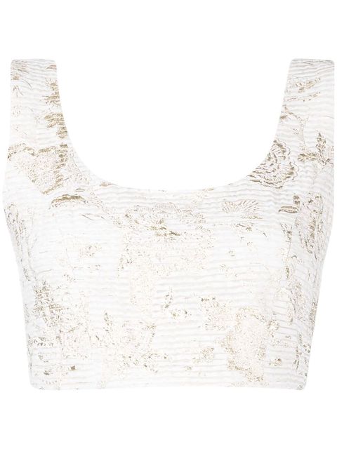 Bambah floral-pattern cropped top