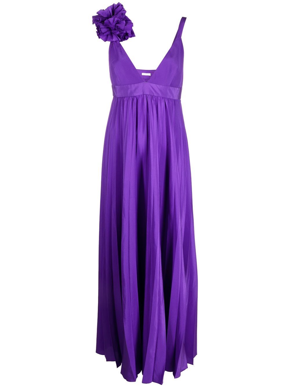 Shop P.a.r.o.s.h Floral-appliqué V-neck Dress In Purple
