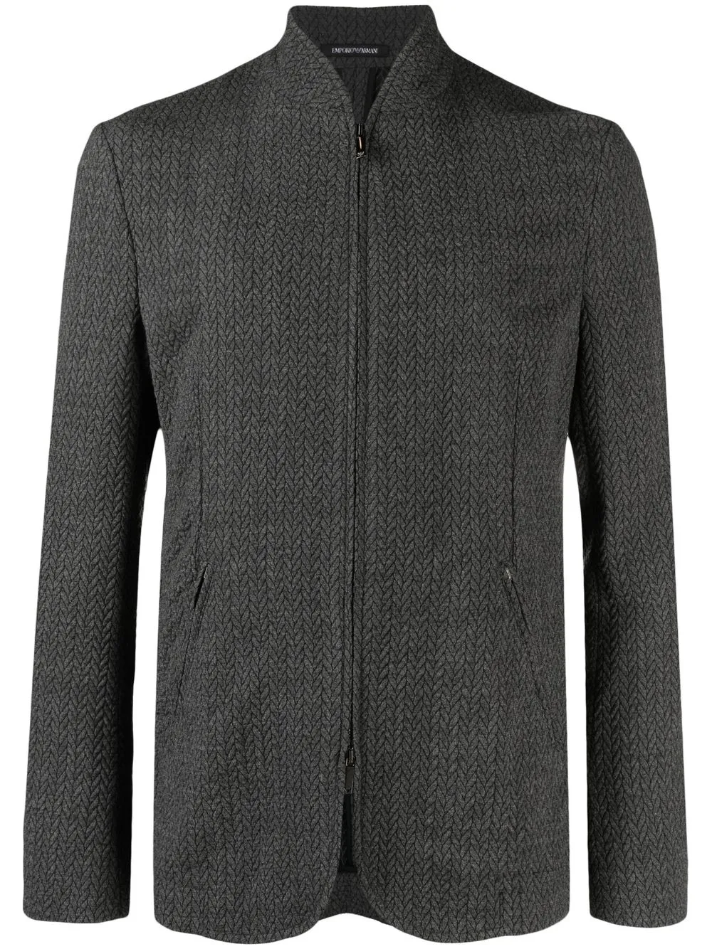 

Emporio Armani 3-D chevron-knit jacket - Grey