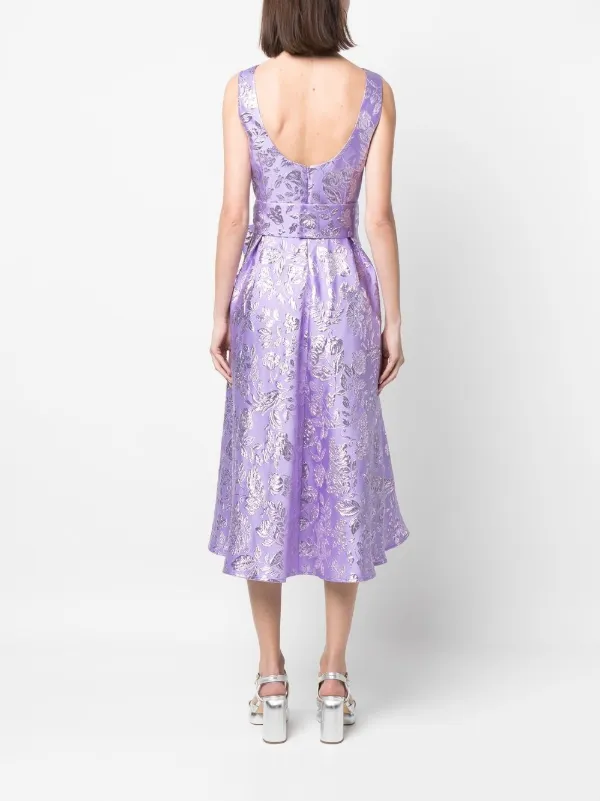 オールインワン・サロペット P.A.R.O.S.H. Floral Silk Midi Dress With V-Neckline P.A.R.O.S.H. Floral Silk Midi Dress With V-Neckline | ShopSimon