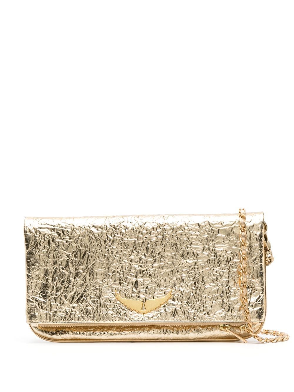 Zadig & Voltaire Rock Crinkled-leather Clutch Bag In Gold | ModeSens