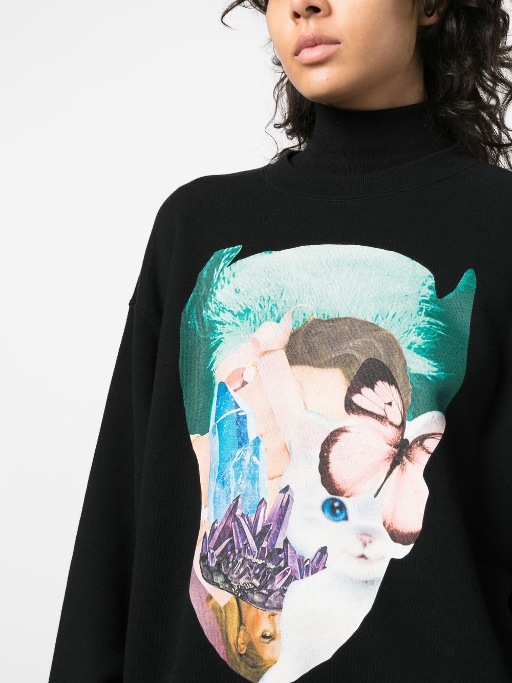 Shop Undercover Graphic Print Cotton Sweatshirt In 黑色