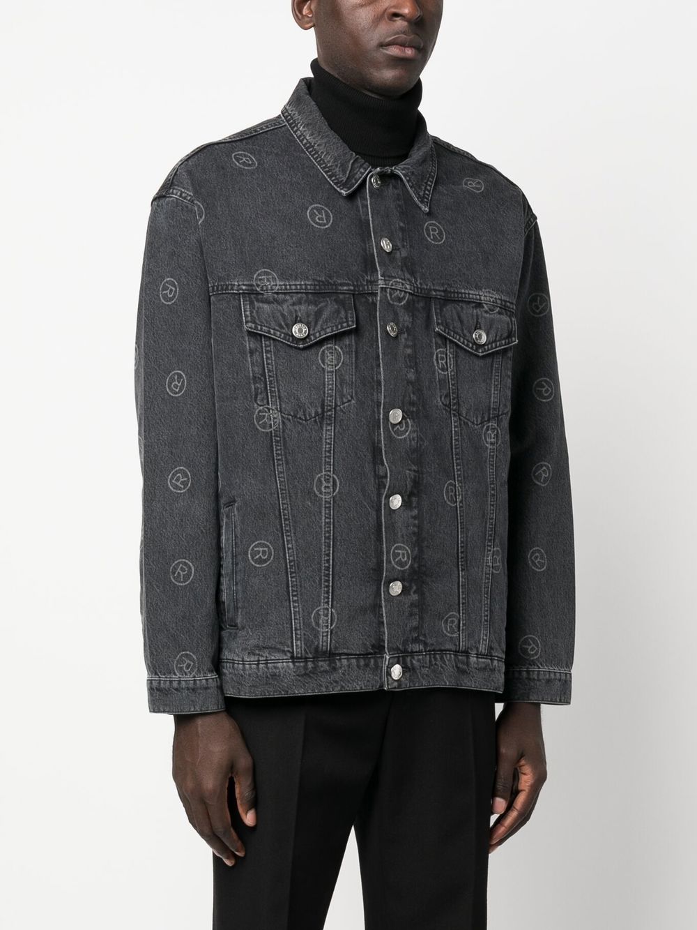 Shop Martine Rose Motif-print Denim Jacket In Black