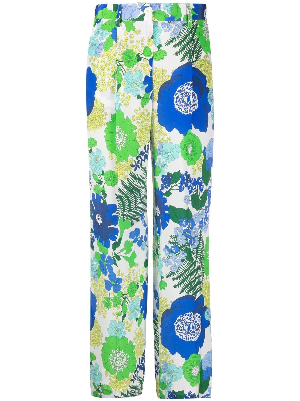 P.a.r.o.s.h Floral-print Flared Trousers In White