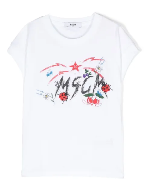 MSGM Kids logo-print cotton T-shirt