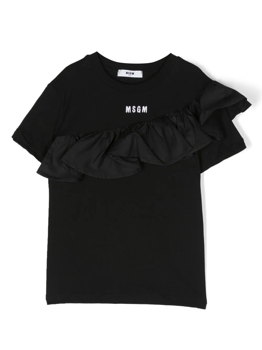 

MSGM Kids ruffle-detail cotton T-shirt - Black