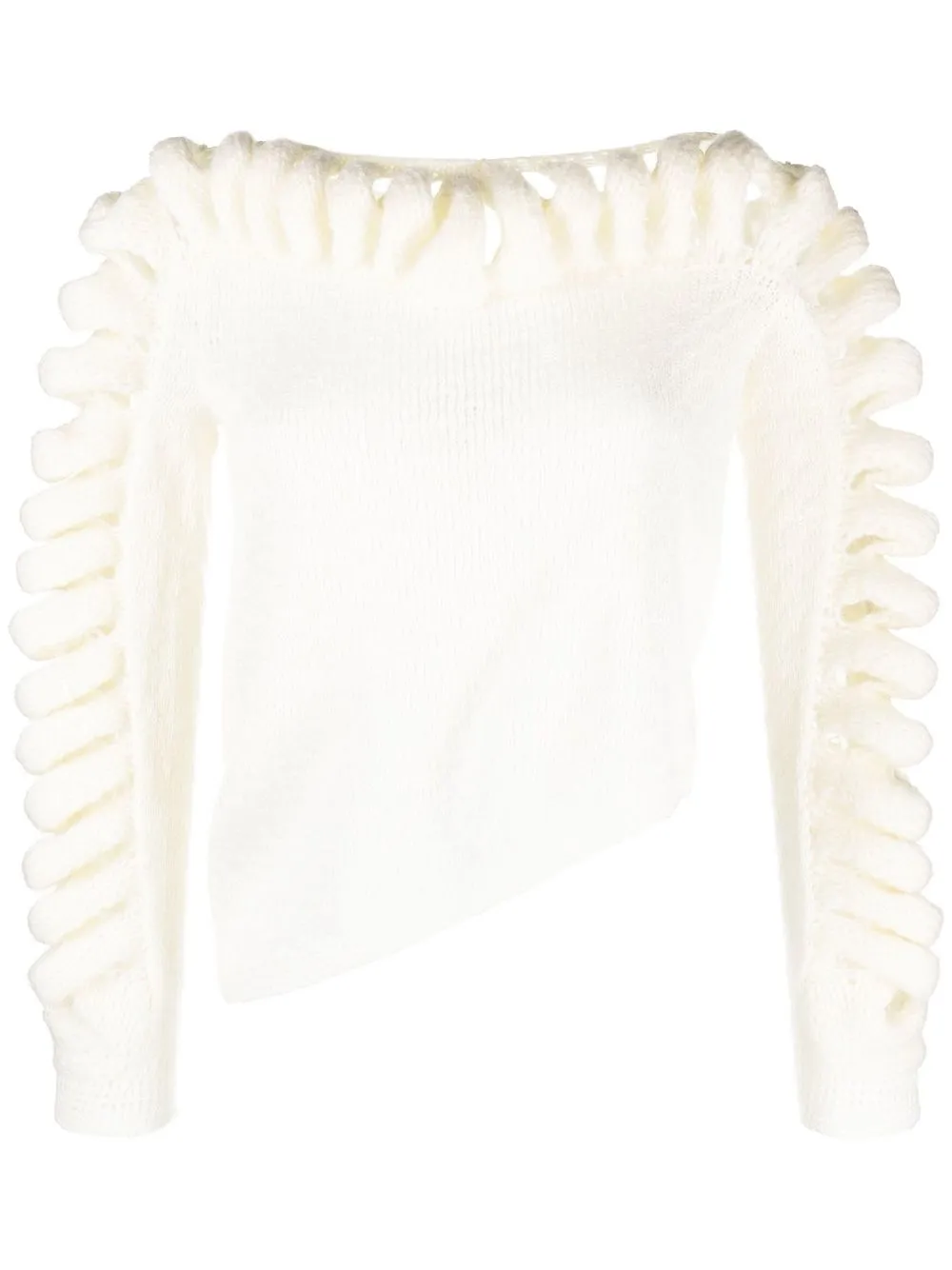 

LIYA open-knit slash-neck jumper - Neutrals