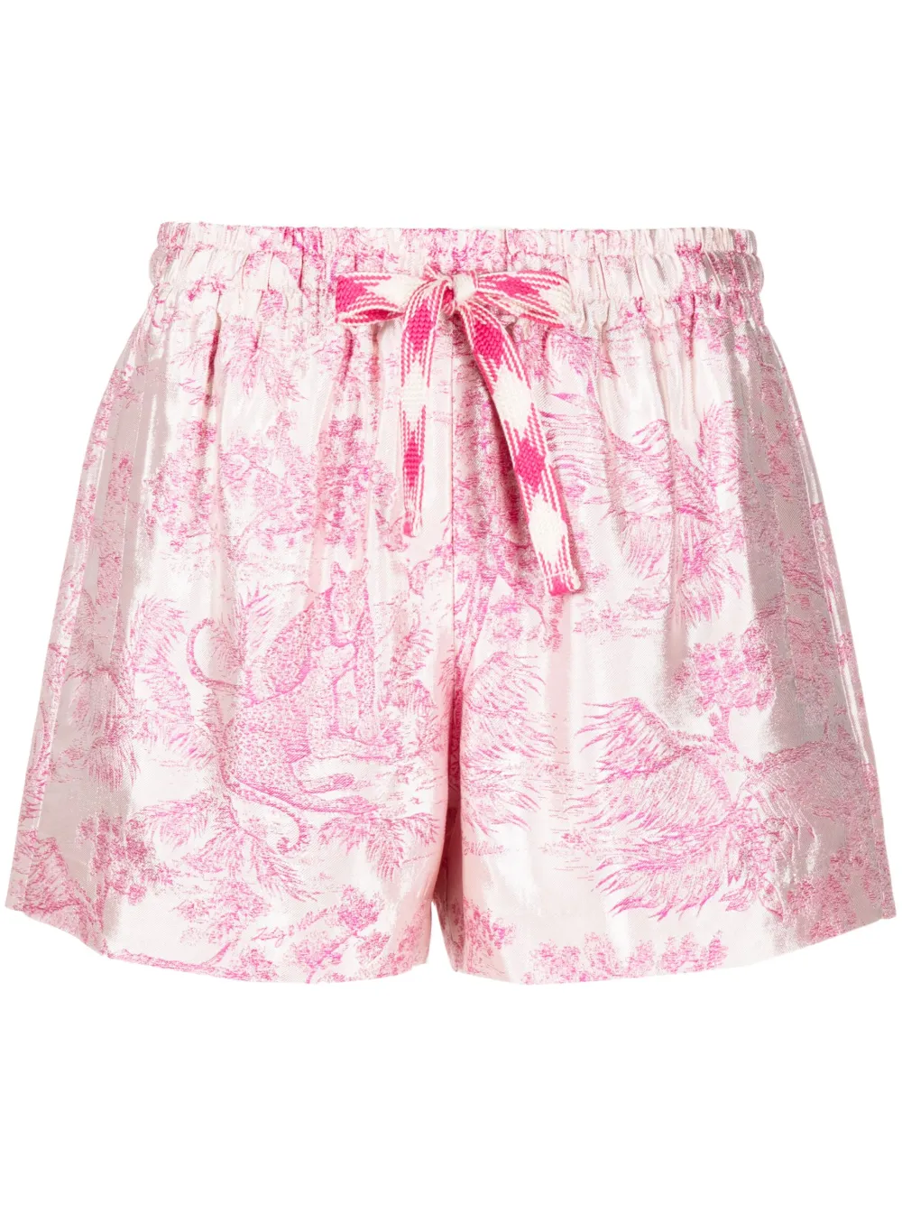 Zadig & Voltaire Paxi Jac Toile De Jouy Shorts In Pink Toile In Weiss