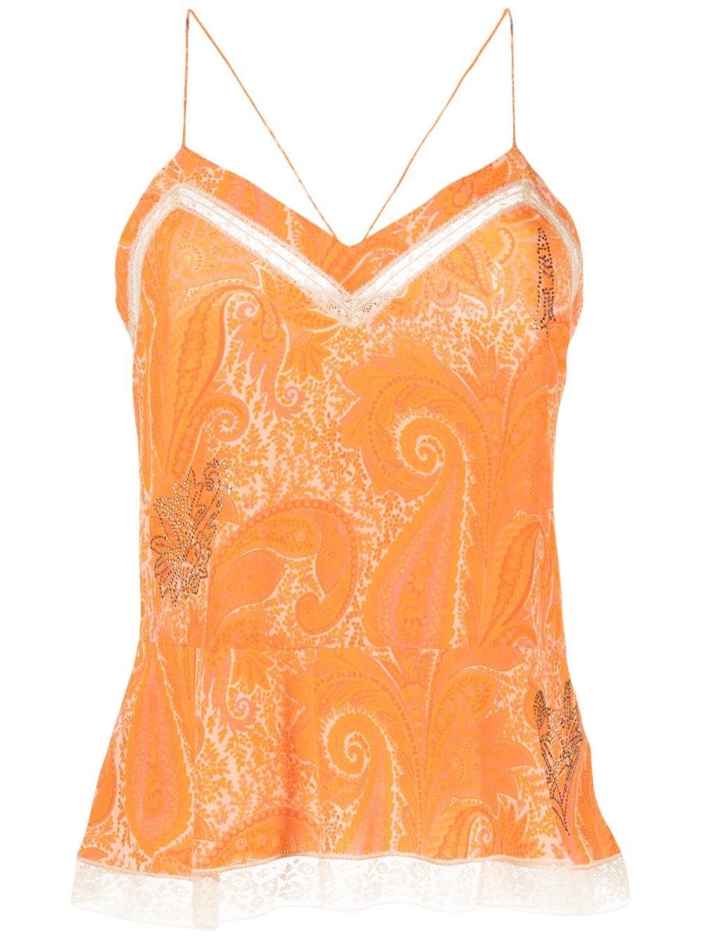 Zadig & Voltaire Carly Paisley-print Silk Top In Corail | ModeSens