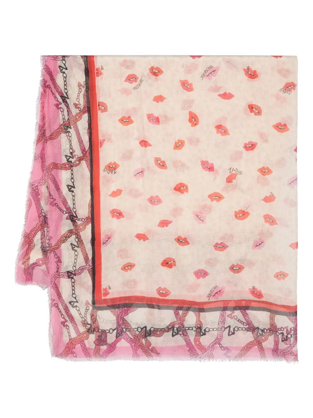 

Zadig&Voltaire Kerry kiss-print scarf - Neutrals