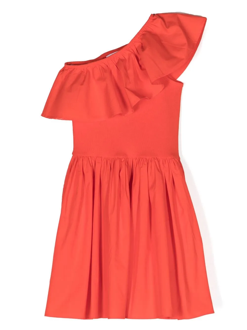 MOLO CHLOEY ONE-SHOULDER RUFFLE-TRIM DRESS