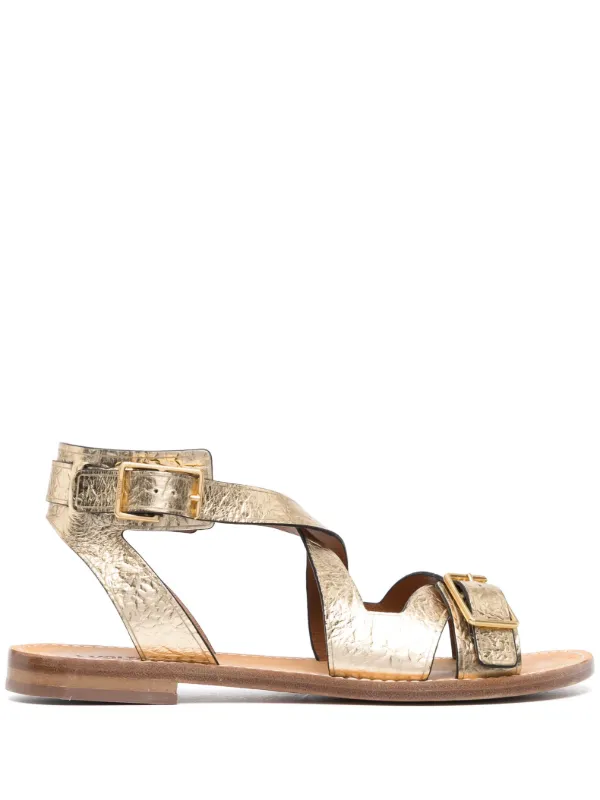 Zadig&Voltaire Cecilia Caprese crinkled-finish Sandals | Gold