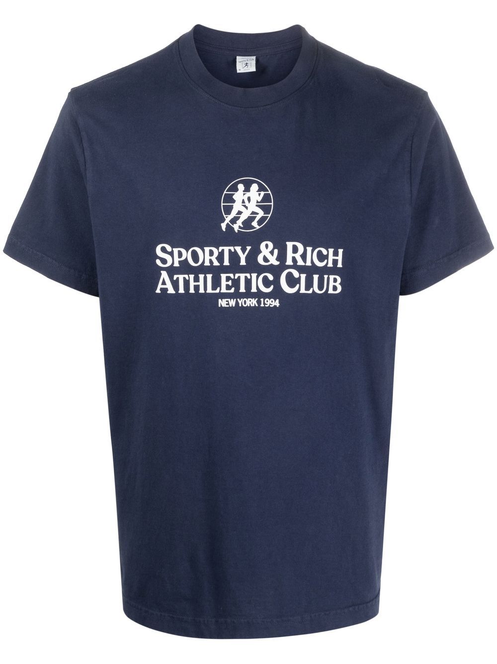 Sporty And Rich Athletic Club-print Cotton T-shirt In Blue