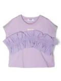 MSGM Kids ruffled-detail cotton T-shirt - Purple