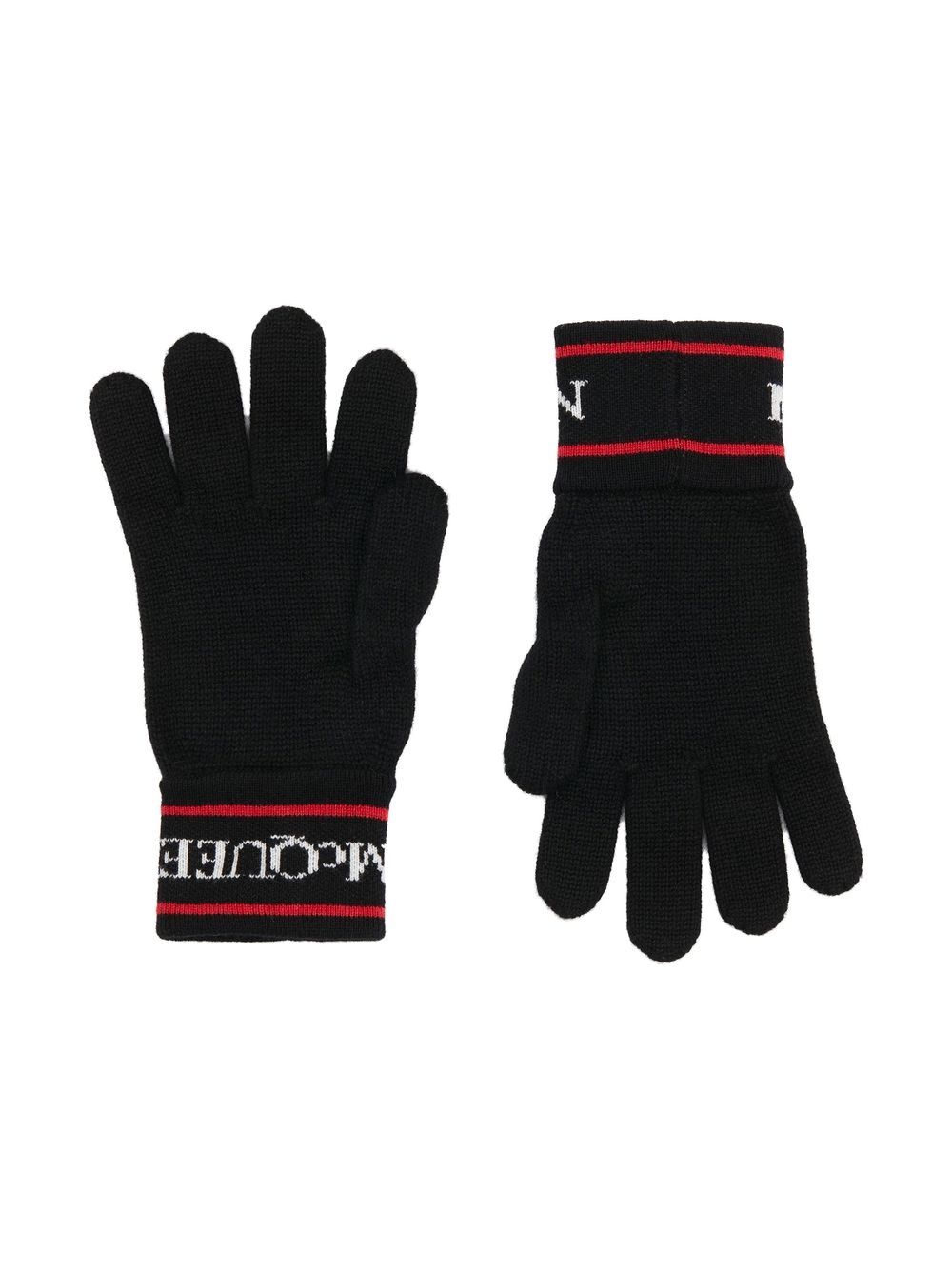 Alexander McQueen Handschoenen met logoprint - Zwart
