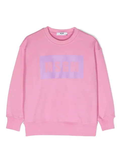 MSGM Kids logo-stamp cotton sweatshirt