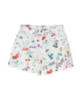 MSGM Kids hand-painted design shorts - White