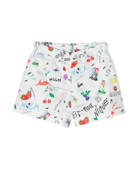 MSGM Kids shorts con diseño pintado a mano 
