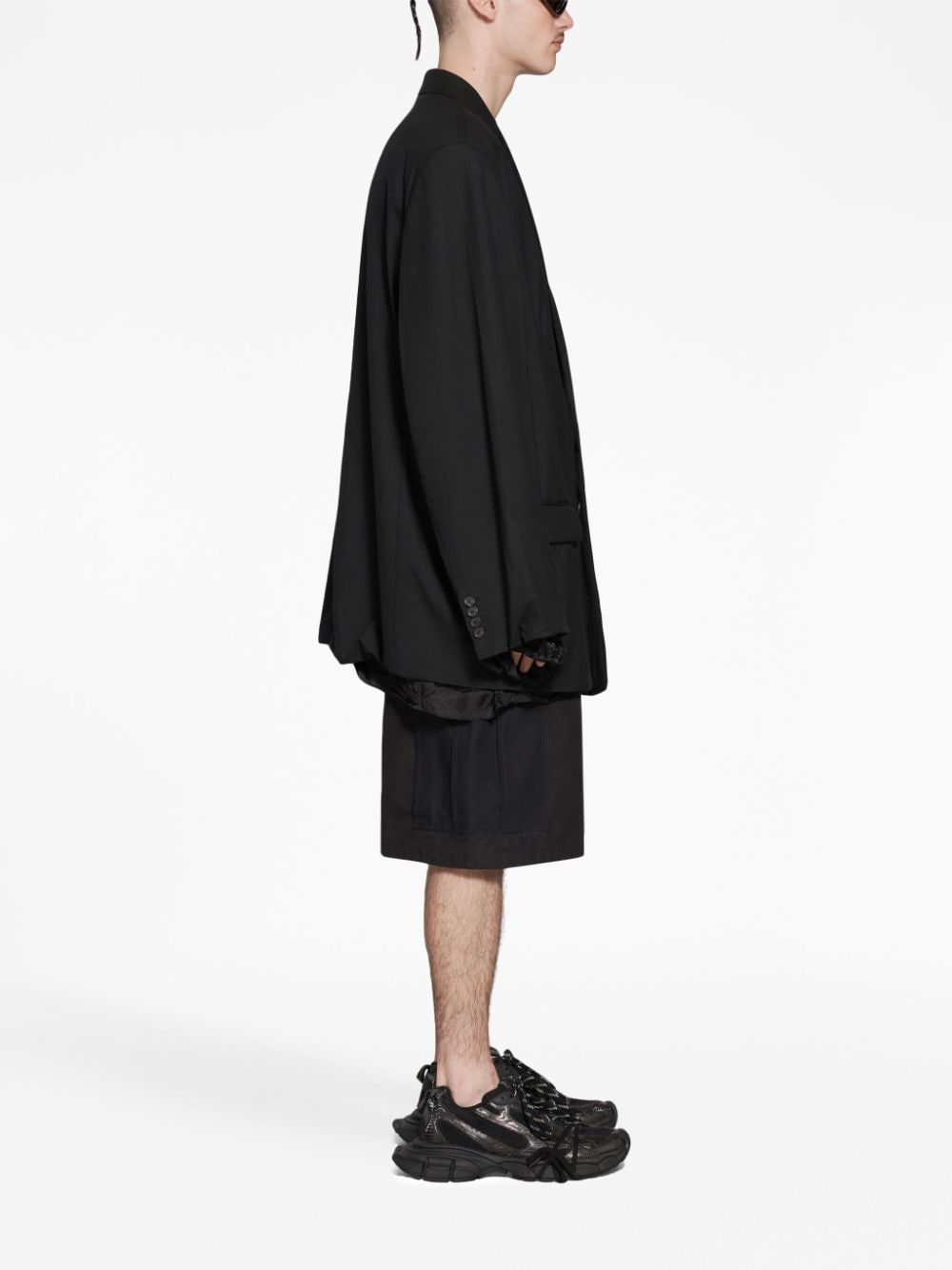 Shop Balenciaga Oversize Shoulder-pads Wool Blazer In Black