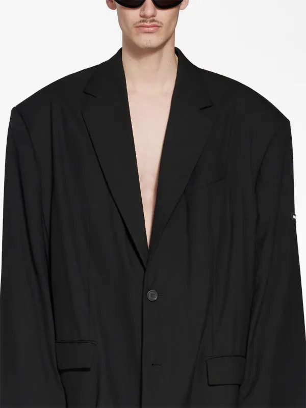 Balenciaga Oversize shoulder-pads Wool Blazer - Farfetch