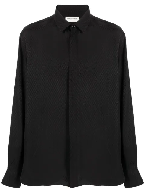 Saint Laurent camisa de seda con motivo de rombos en jacquard