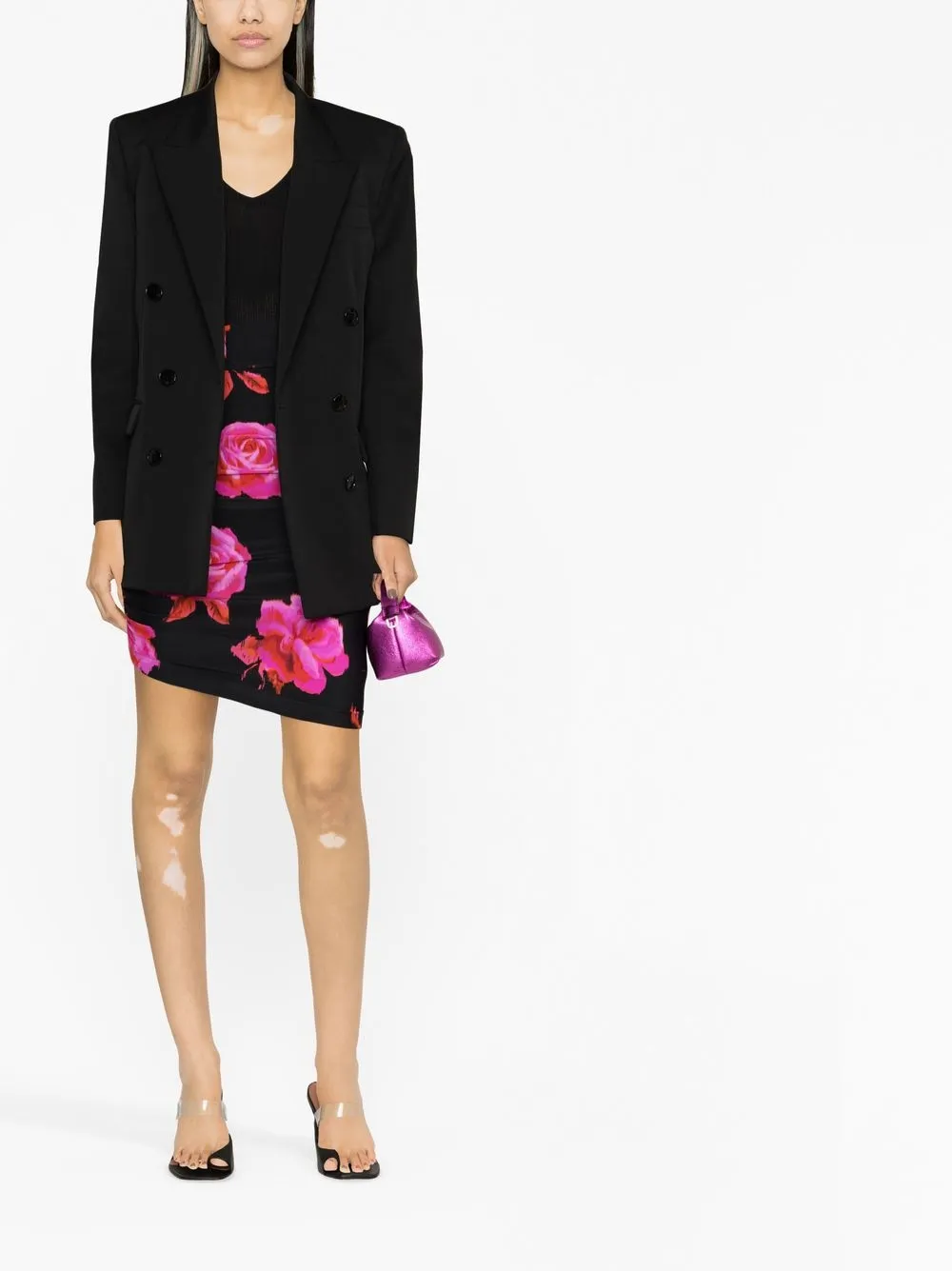 The Andamane Floral-print Draped Mini Dress In Black | ModeSens