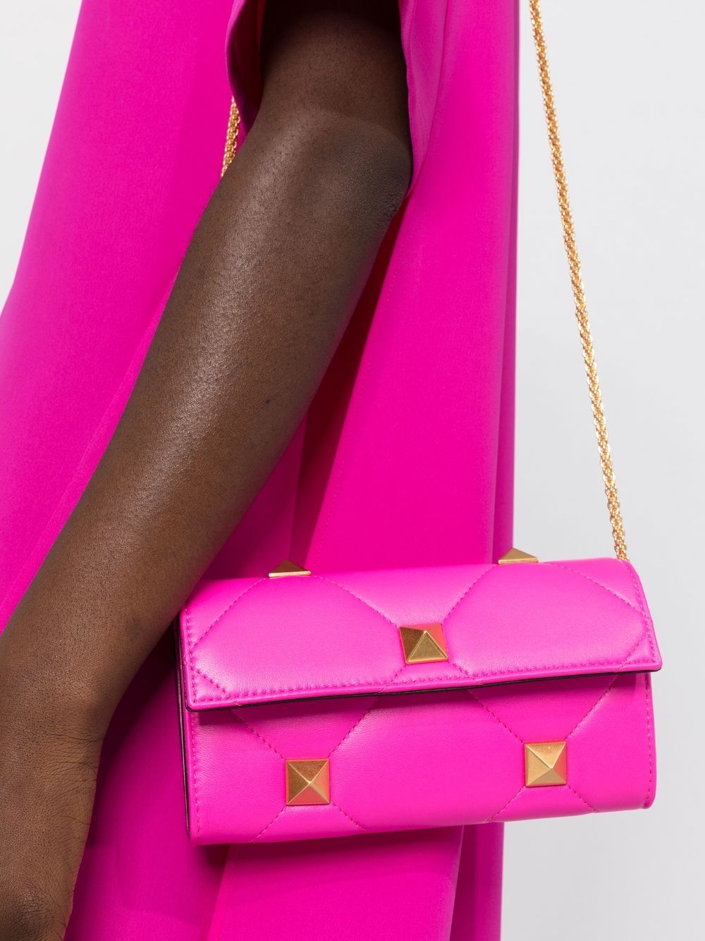 Valentino Garavani Roman Stud Chain Shoulder Bag In Pink | ModeSens